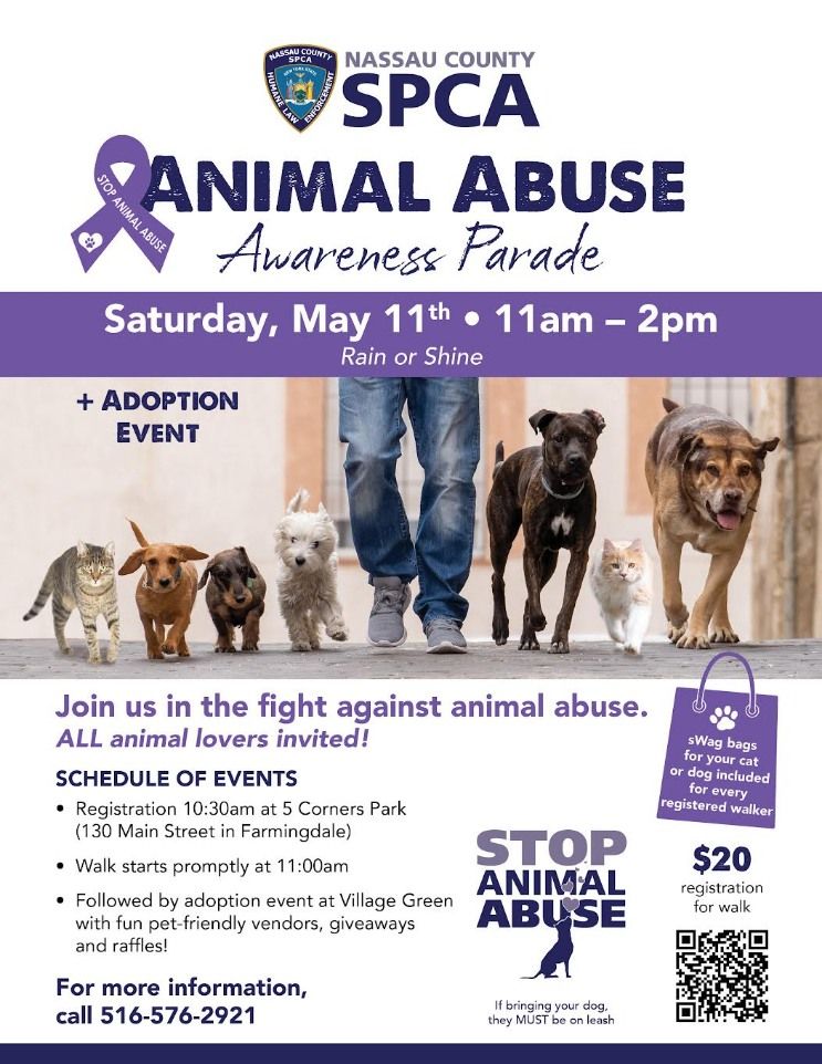 Nassau County Animal Abuse Awareness Parade May 11th, 10:30am-2pm